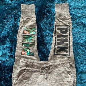 VS PINK grey sweatpants with tropical print